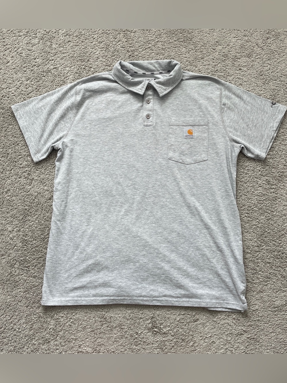 Carhartt Men’s Heather Gray Polo Pocket Shirt  - Large
